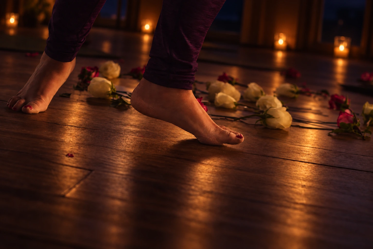 Barefoot movement in candlelight